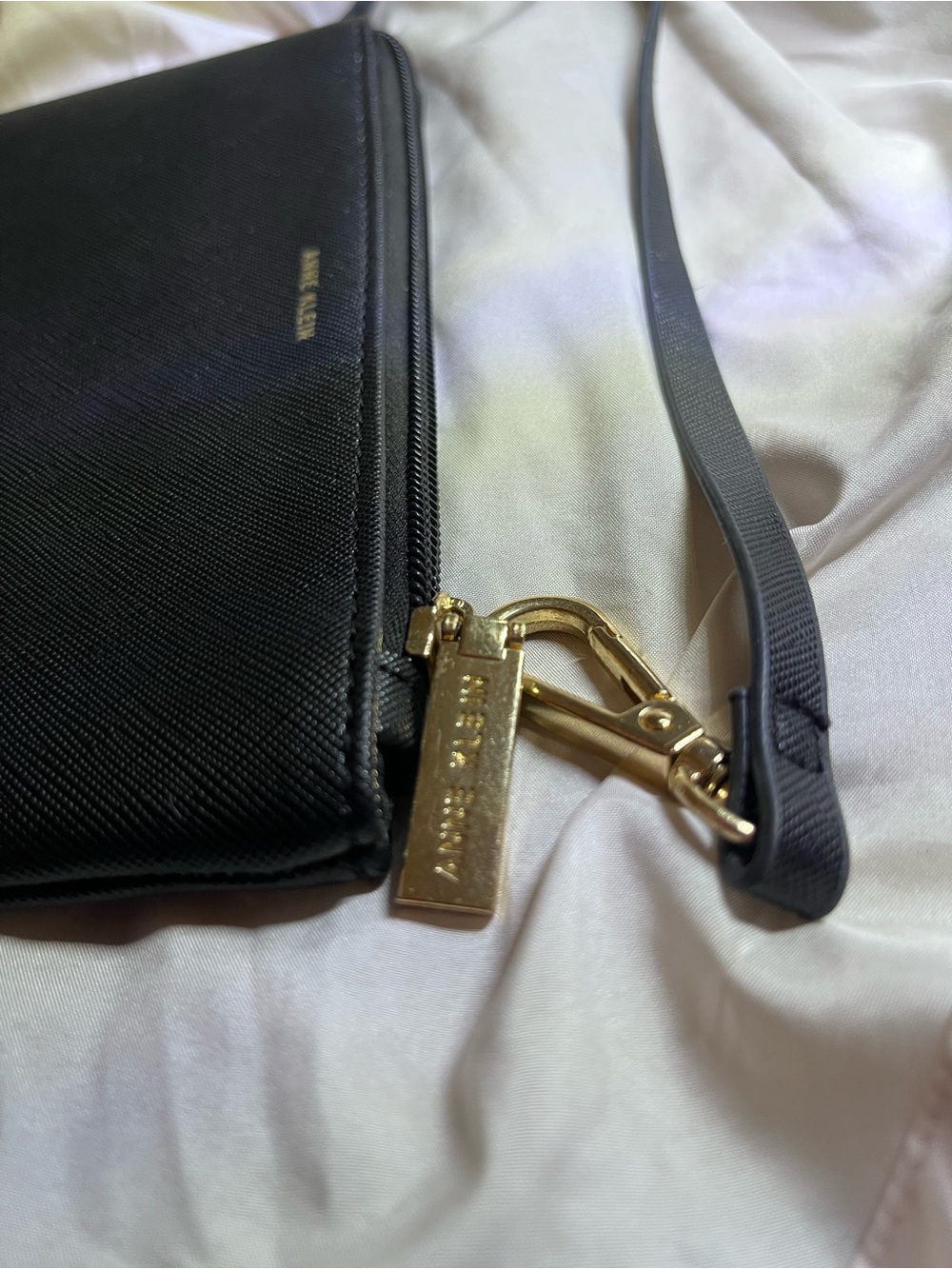 Anne Klein Black Saffiano Wristlet with Gold Accents - Picture 4 of 5